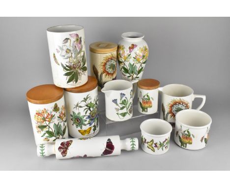 A Collection of Various Portmeirion Botanic Garden Storage Jars, Pots, Rolling Pin, Jugs etc (Various Condition Issues) 