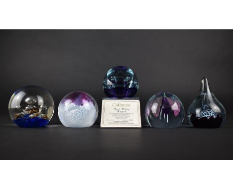 Four Various Caithness Paperweights to Comprise Royal Wedding Monogram, Ruby Celebration, Pot Pourri and Saracen Together wit