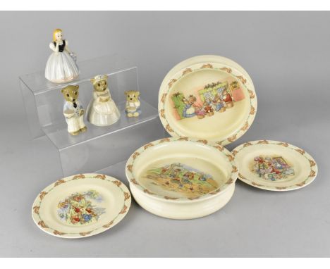 Four Pieces of Royal Doulton Bunnykins China to Comprise Two Small Plates and Two Baby Plates Together with Four Wade Goldilo