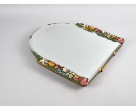 A Mid 20th Century Arch Topped Barbola Style Easel Backed Mirror, 30cms High 