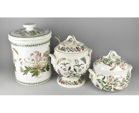 A Large Portmeirion Pot and Cover, 38cm High (Lid Glued) Together with a Large Pedestal Tureen with Ladle, 32cm high and a Fu