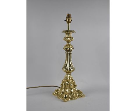 A Modern Brass Table Lamp, No Shade, 48.5cms High 