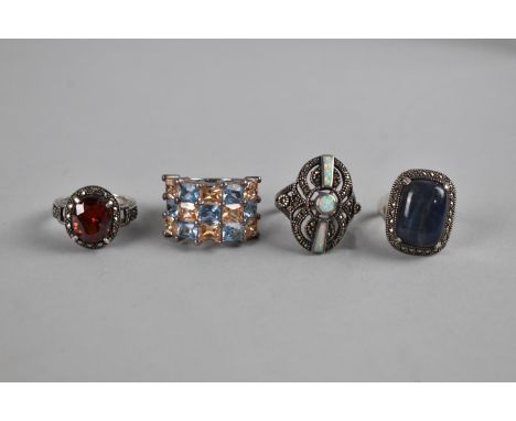 Four various Silver Mounted Rings, Various Stones to Include Opal etc 