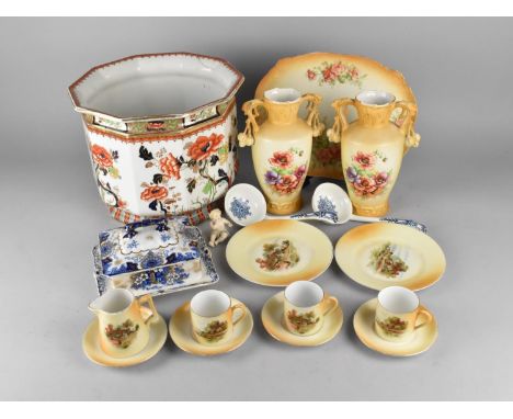 A Collection of Various Ceramics to Comprise Large Losol Ware Keeling &amp; Co. Planter Decorated with Imari chrysanthemum De