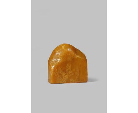 A CHINESE SOAPSTONE SEAL QING DYNASTY OR LATER Carved from a honey-coloured stone in the form of a boulder, with seven sages 