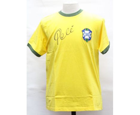 Brazil: A signed Retake Brazil shirt, signed by Pele, with certificate of authenticity from A1 Sporting Memorabilia.&nbsp;