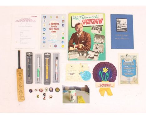 Cricket: A collection of assorted cricket and other sporting items and memorabilia to include: A Blueprint For The First-Clas