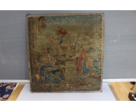 A 19th Century Moorish hand worked tapestry, some fading and wear, together with a 20th Century machine made French style tap