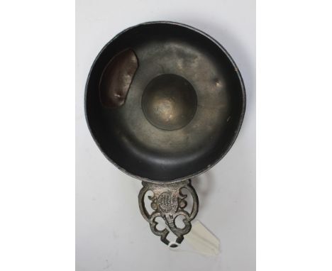 A rare early and important pewter porringer, circa 1655, by Edward Ward of London (fl.1641-1674) PS 9865, with owner's house 