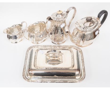 A four piece 19th Century tea service together with an EPNS entree dish and cover