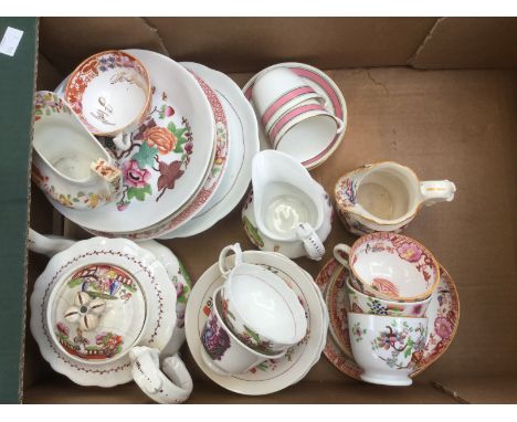 Early 19th Century tea service, lustre and print including plate and bowls