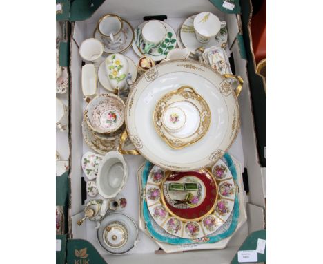 A collection of assorted ceramics, including Victorian hand finished dish, Noritake, Dresden, various cups and saucers, a Vic