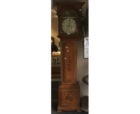 An early 19th Century eight day longcase clock J. Oswald - N Bootle, 13" still arch painted dial, Arabic numerals, replacemen