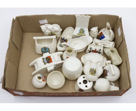 A collection of Goss and associated crested ware miniatures, for various areas, including Blackpool, London, Great Yarmouth, 