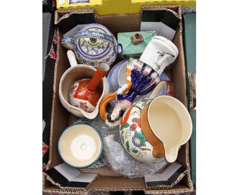 Three boxes of assorted ceramics including Portmeirion, Wedgwood, Carlton Ware