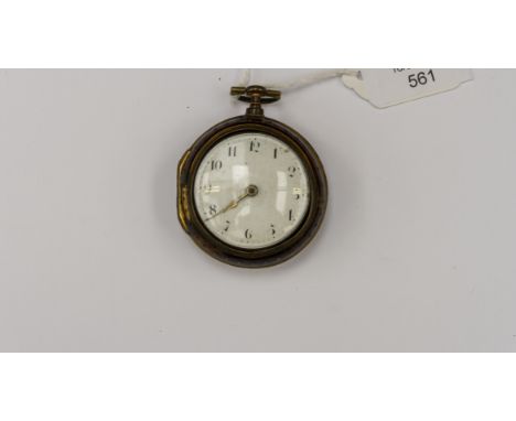 Robert Barnes of Birmingham, a George III pair case pocket watch, circa 1785, studded tortoiseshell outer case, 3.5cm white e