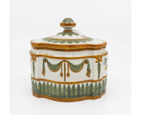 Regency Pearl Ware caddy with Adams style decoration