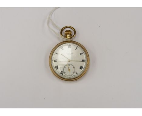 A 9ct gold J W Benson pocket watch,  white enamel dial, numerals,  subsidiary dial,  George VI, dial diameter approx 42 mm, e