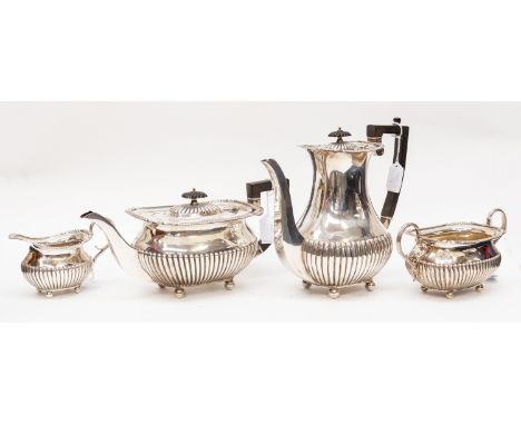 A George V Sterling silver four piece tea and coffee service, Sheffield 1923-1924, makers marks for William Hutton &amp; Sons