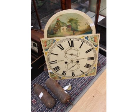 Longcase clock dial and movement eight day, name on dial Cooper, Huddersfield, seat-board, two pullies present (one damaged) 