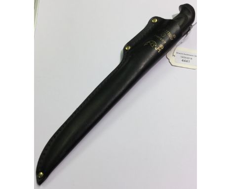 Finnish Puukko hunting knife by J. Marttiini. 18cm long single edged blade marked "J. Marttiini, Finland, hand ground stainle