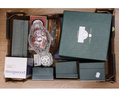 Boxed Haddon Hall Minton fruit bowl and four other pieces, a Coalport boxed miniature tea service, Royal Worcester Evesham, c