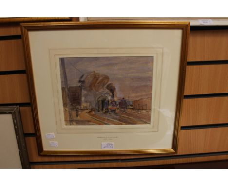 An unsigned watercolour by Robert Alexander, steam engine in action