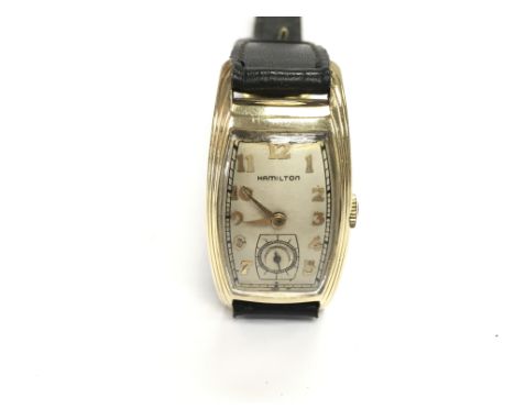 A Hamilton 14ct gold filled vintage wristwatch. Manual wind and runs. Approximately 22mm case.