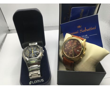 A Gents Gianni Sabatini chronograph watch in a fitted box with paperwork and a Gents Lorus watch (2)- NO RESERVE