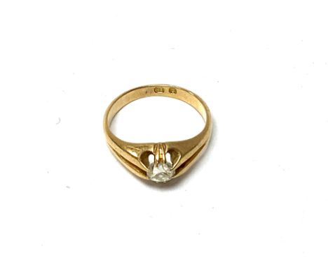 An 18ct gold old cut diamond ring set with a 0.40ct diamond. (Size L), (Postage A).