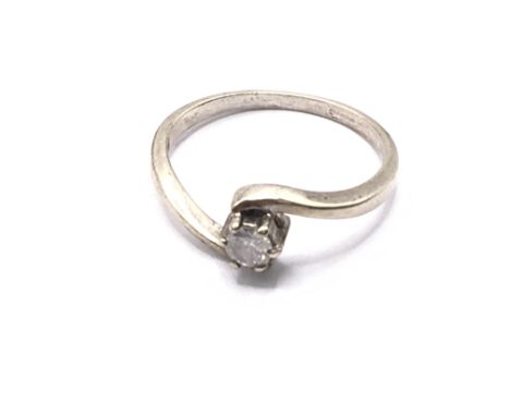 9ct white gold diamond solitaire. Approx 1.8g. Ring size K/L. Postage category A.