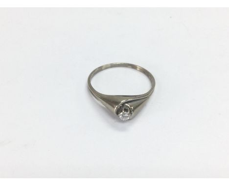 A 9ct white gold solitaire diamond ring, approx 1.8g and approx size O. Shipping category A.