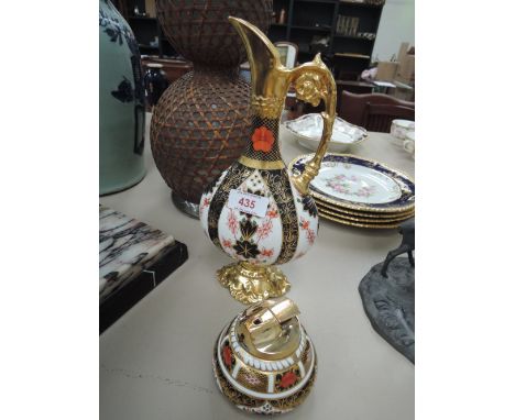 A Royal Crown Derby jug/ewer in the traditional Imari palette, a similar table lighter