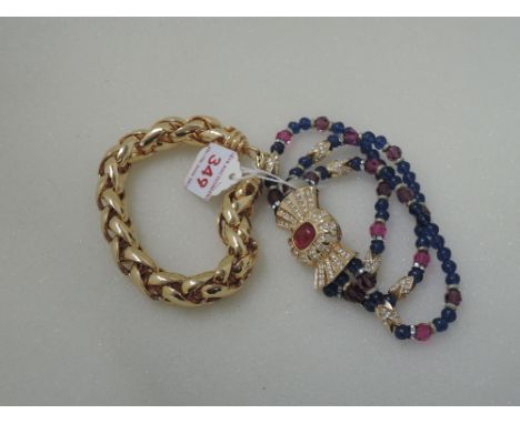 Two 1980's style bracelets by Christian Dior of plaited, bead and diamante form