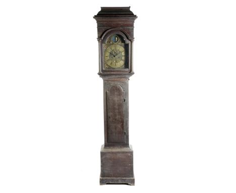 A George II oak longcase clock by Philip Avenell of Farnham, the brass  eight day movement, with five turned pillars and anch