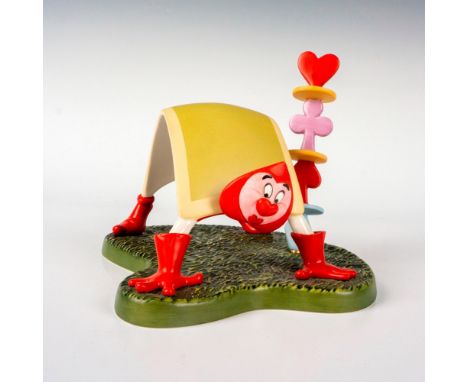 Porcelain figure with matte finish. Depicts the Ace of Hearts from 1951 animated fantasy, Alice in Wonderland. The card suit 