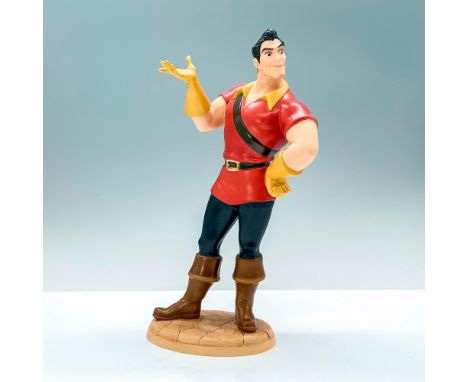 A porcelain figure of Gaston from Disney's Beauty and the Beast posing with his hand out. Walt Disney Classics Collection bac