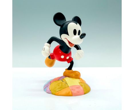 Walt Disney Classics Figurine, Millennium Mickey: On Top of the World. A porcelain figure of Mickey Mouse standing on multi t