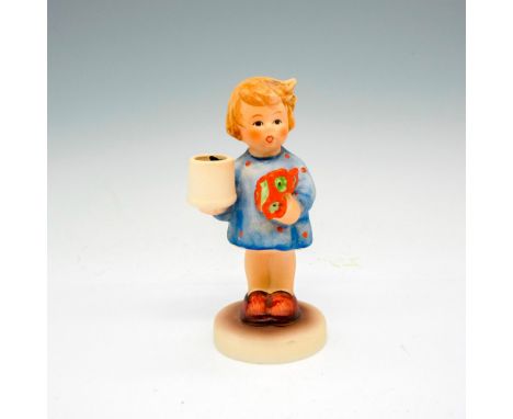 Hand crafted figural holding candle and nosegay. Goebel backstamp. Hummel imprint on base. Issued: 1979-1990Dimensions: 1.25"