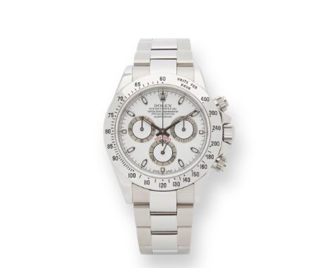 Rolex: a gentleman's Daytona wrist watch Oyster Perpetual Cosmograph Daytona model 116520, 2001, white dial with applied stai