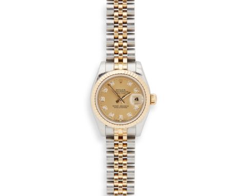 Rolex: a lady's bi-colour wrist watch Oyster Perpetual Datejust model 179173, 2008/9 from serial number, stainless steel and 