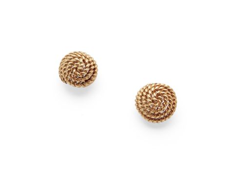A pair of earrings, by Tiffany &amp; Co. Each of domed ropetwist design, post fittings, signed Tiffany &amp; Co., one butterf