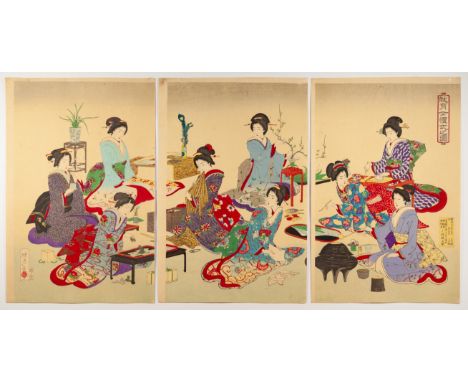 Artist: Shogetsu Toshu (act. 1880-1890s)Title: Illustration of the Lady EtiquettePublisher: Kobayashi KojiroDate: 1888Size: (