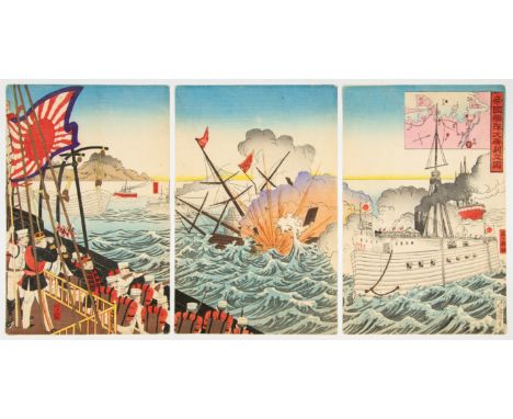 Artist: Kuniteru III Utagawa (a.c. 1880s-1890s) Title: The Japanese Imperial Navy Win a Great Victory Series title: The First