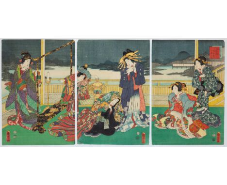 Artist: Kunisada II Utagawa (1823â€“1880) Title: Hide and Seek Series: Modern Genji Publisher: Tsutaya Kichizo Date: 1860 Siz