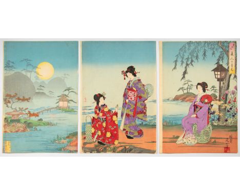 Artist: Nobukazu Yosai (1872-1944)Title: Beauties in the MoonlightSeries title: The Eastern CustomPublisher: Yokoyama Ryohach