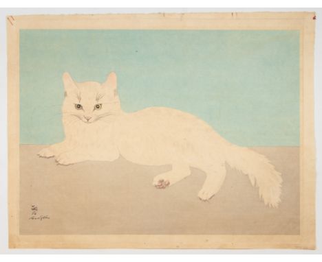 Artist: Leonard Tsuguharu Foujita (1886-1968) Title: White Cat Date: 1929 Size: 37.7 x 48.7 cm Condition: Margin folds and pi