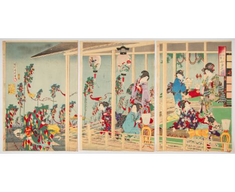 Artist: Chikanobu Yoshu (1838-1912) Title: Star Festival Series title: Annual Events of the Edosunago Publisher: Morimoto Jun