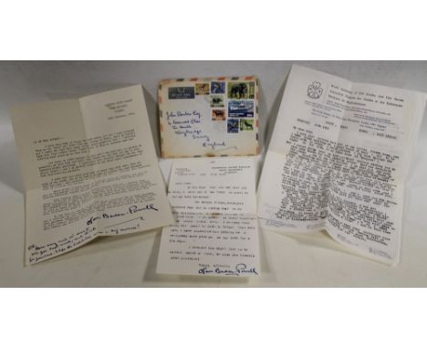 SCOUTING/GIRL GUIDE INTEREST - THREE TYPED SIGNED LETTERS FROM OLAVE LADY BADEN-POWELL, all dated February 1969, one on World