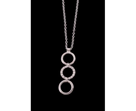 A diamond necklace, the central circular panel set with brilliant cut diamonds, approximately 0.10 carats total, between two 
